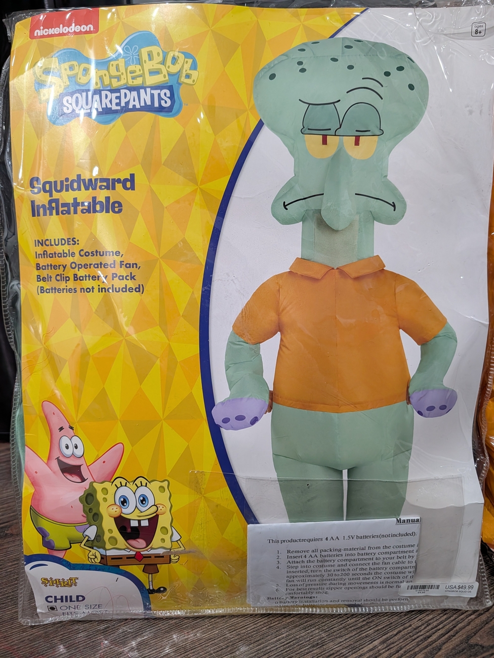 Spirit Halloween Kids Squidward Inflatable Costume